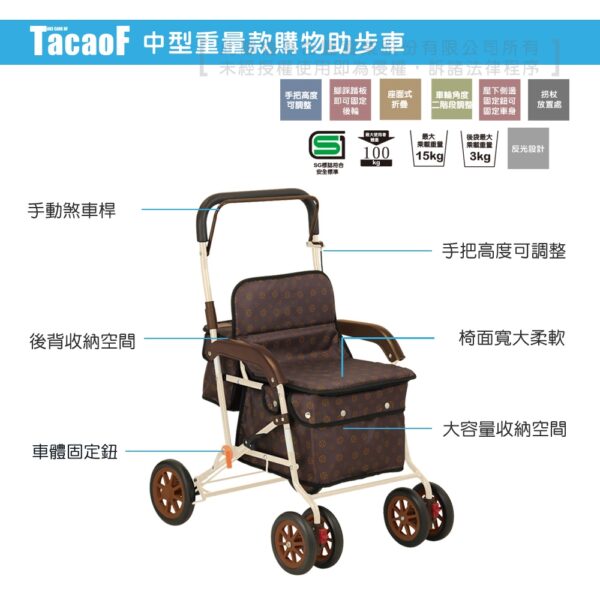 TacaoF 幸和 標準型步行車 KSIST02 帶輪型助步車 散步車 步行輔助車：圖片 6