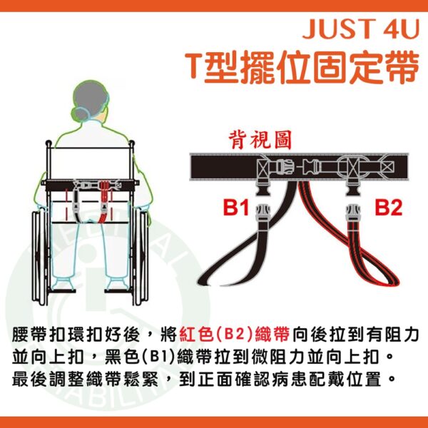 強生 T型擺位固定帶 TV-115 輪椅安全帶 輪椅固定帶 病患坐姿固定 JUST 4U