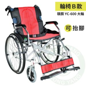 頤辰 鋁合金輪椅 YC-600 大輪 抬腳 專利復健輪椅 抬腳 手動輪椅 機械式輪椅 輪椅