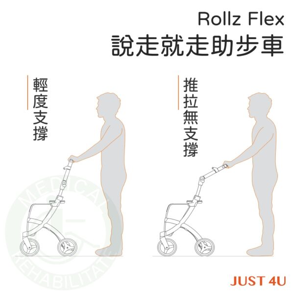Rollz Flex 說走就走助步車 傳統式煞車 助行車 輕型 散步車 購物車 助步車 強生 JUST 4U