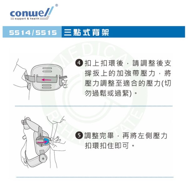 康威利 5514 三點式背架 (短背架) (S~XL) 下胸椎 腰椎 壓縮性骨折 支撐護具 護具 Conwell