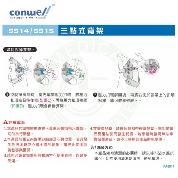 康威利 5514 三點式背架 (短背架) (S~XL) 下胸椎 腰椎 壓縮性骨折 支撐護具 護具 Conwell