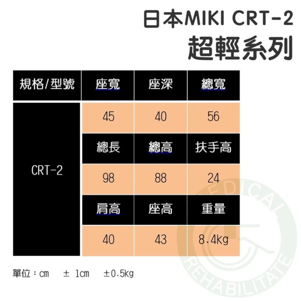 均佳 日本MIKI 鋁合金輪椅 CRT-2 超輕系列 外出型輪椅 輪椅 輕量型輪椅 機械式輪椅 外出輪椅 輕型輪椅