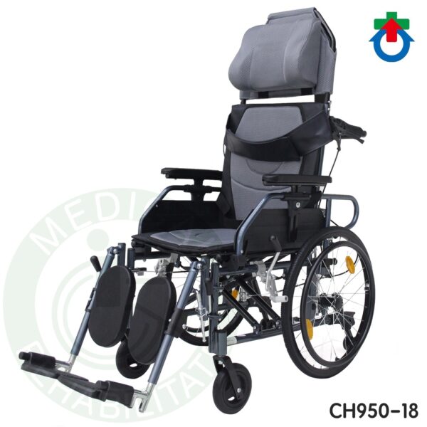 杏華 鋁製躺式輪椅 CH950-18" 附胸腔帶 骨盆帶 輪椅 躺式 輪椅 符合長照身障補助 輪椅B款附AB