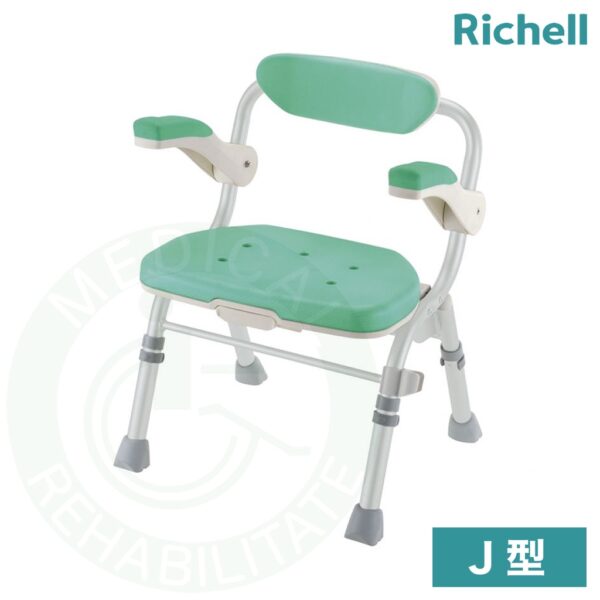 Richell 折疊扶手大洗澡椅J型 小尺寸 洗澡椅 沐浴椅 淋浴椅 RFA49136綠 49132咖啡 利其爾