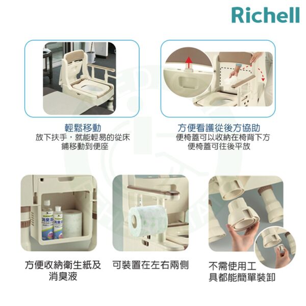 Richell 可攜式舒適便座MH型 暖座 馬桶椅 便器椅 REC45621象牙白 45623 深咖啡 塑膠款式 利其爾