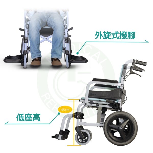 【免運】Karma 康揚 鋁合金 輪椅 飛揚215 SM-250.5 經濟輕量移位型輪椅
